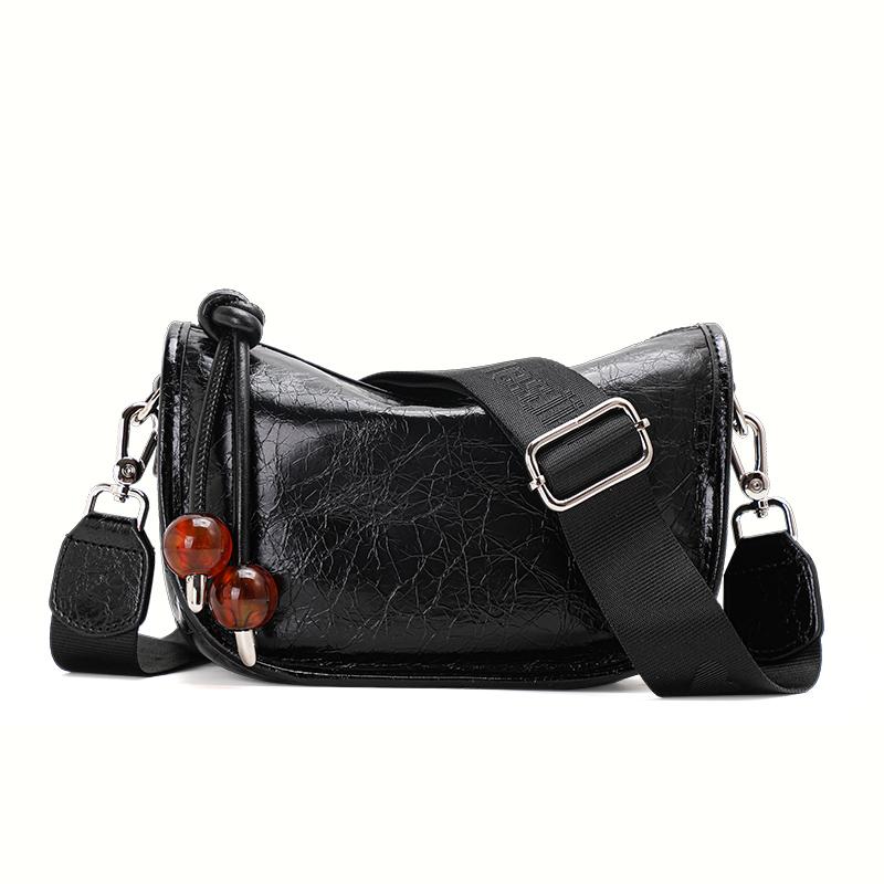 Aidrani New Women's Underarm Bag, Made of Cowhide Material with Pleated Design, Can Be Worn On One Shoulder or Crossbody