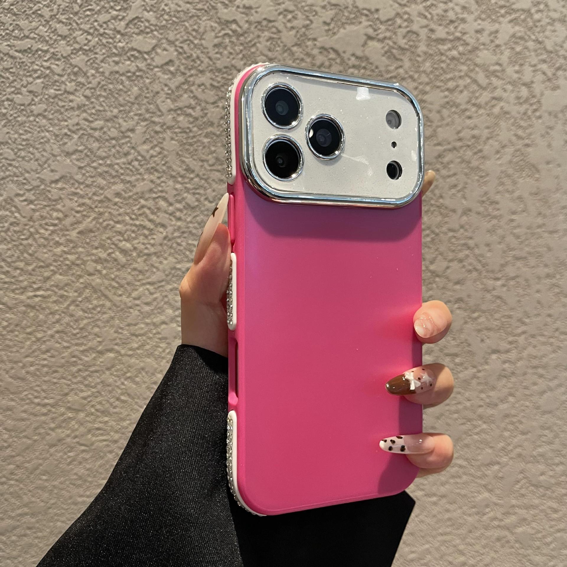 

Premium Rhinestone Edge Case for iPhone 16 Pro/17 Pro Max Instant Big Window 15 16 Pro