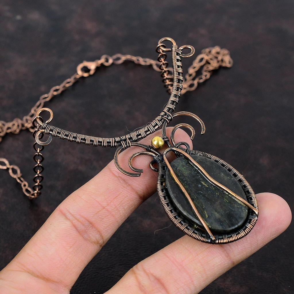 Black Sunstone Necklace Copper Wire Wrapped Necklace Adjustable Necklace Gemstone Copper Jewelry Handmade Necklace Designer Jewelry For Gift