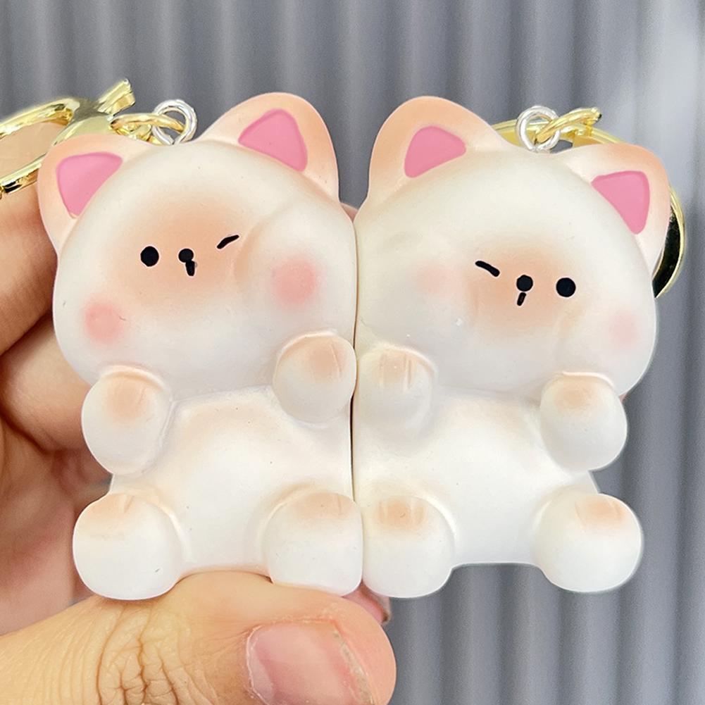 Cute Cartoon Keychain Couple Lovers Matching Keyring Gift Valentine Day Key Pendant Jewelry Lovely Chain 2PCS