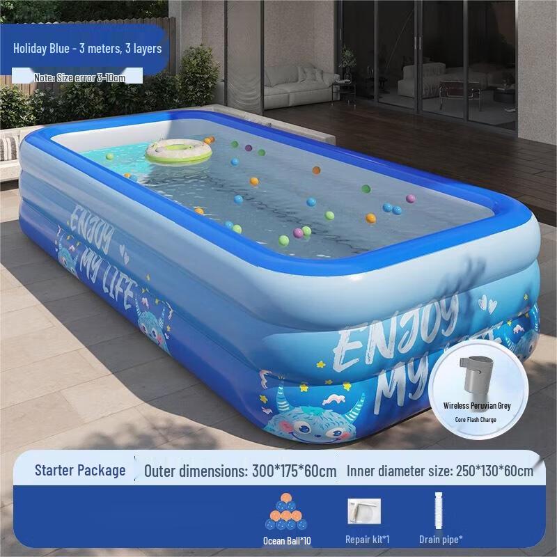 WEZHO 3-Meter 3-Layer Inflatable Kids Pool