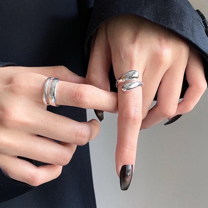 Trendy Double Layer Geometric Open Ring: Adjustable, Retro-Style Women's Hip Hop Accessory