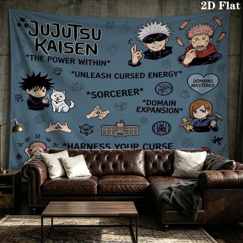 Jujutsu Kaisen Wandteppich Ästhetisches Wandbehang Gedruckter Stoffdecke Dekorative Wandteppiche Für Schlafzimmer Wohnzimmer Heimdekoration
