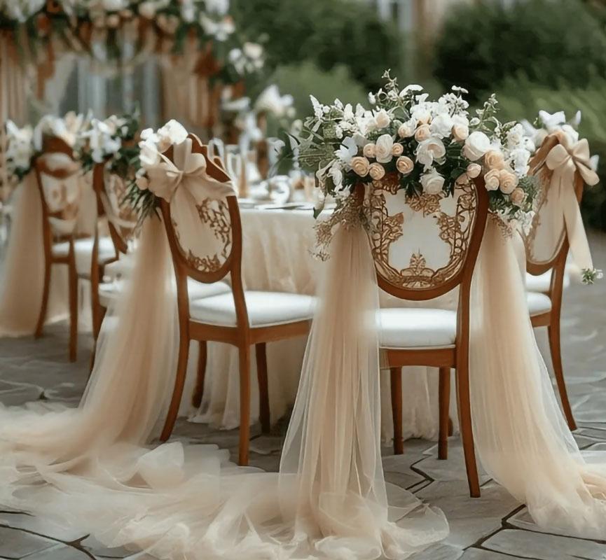 10/50Pcs 75x200cm White Wedding Tulle Chair Sashes Baby Shower Party Wedding Layout Arch Decor Garden Party Stairs Decoration