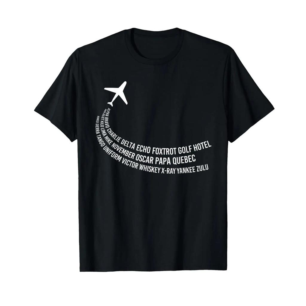 Phonetic Alphabet T Shirt Pilot Airplane Vintage Washed Graphic Homme Breathable Comfortable Unisex Fashion Soft