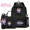 4Pcs/set Anime Demon Hunters Printed 750Ml Water Bottler Backpack Handbag Pencil Case for Teenager Boy Girl Large Capacity Waterproof Schoolbag