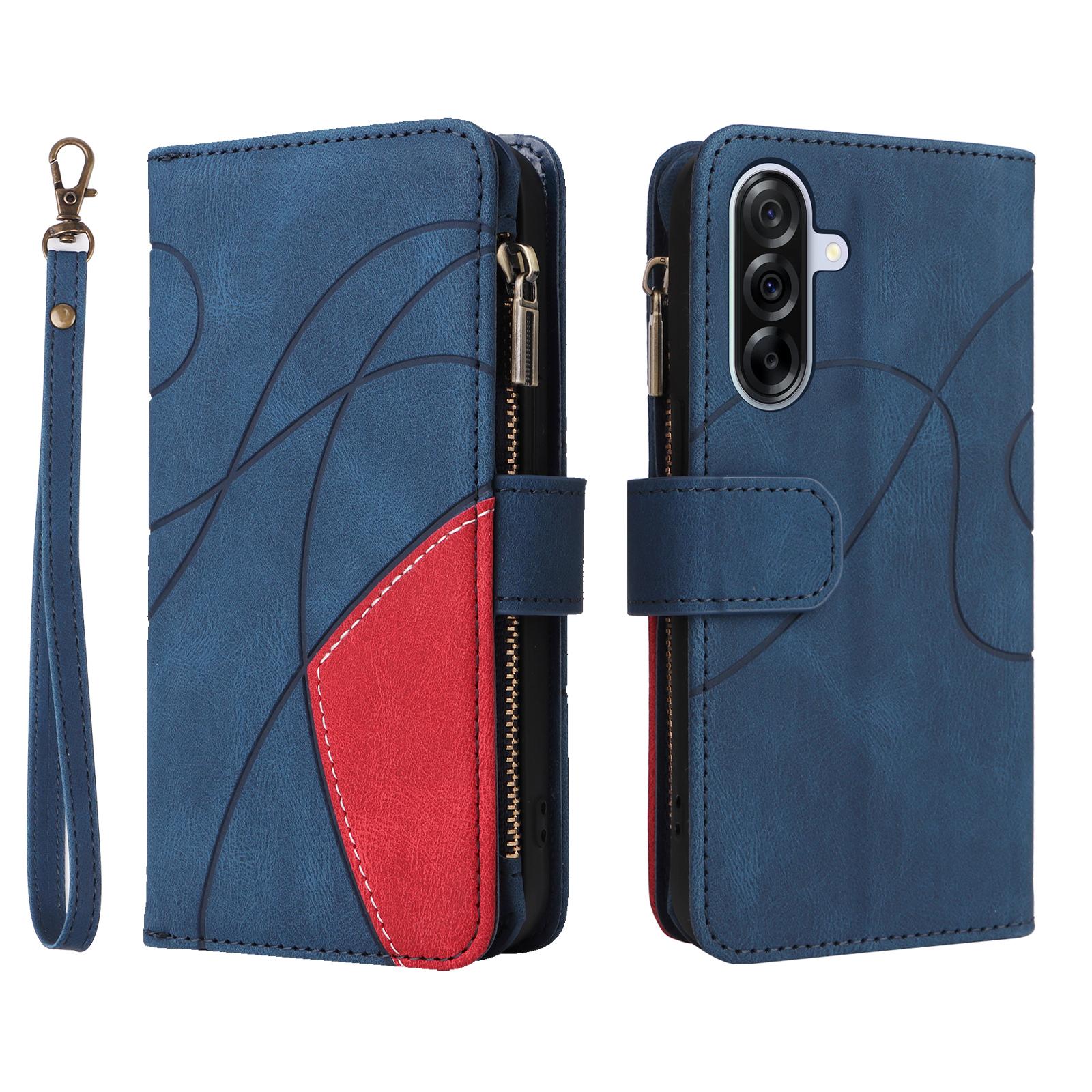 

For Samsung Galaxy A56 5G/M56 5G Leather Case with Strap Zipper 9 Card Slot Phone Cover Stand B