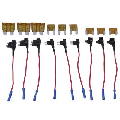9 Pack 12V Add A Circuit Adapter 3 Types Fuse Tap Holder Standard Mini Low Profile with 5A Blade Fuse