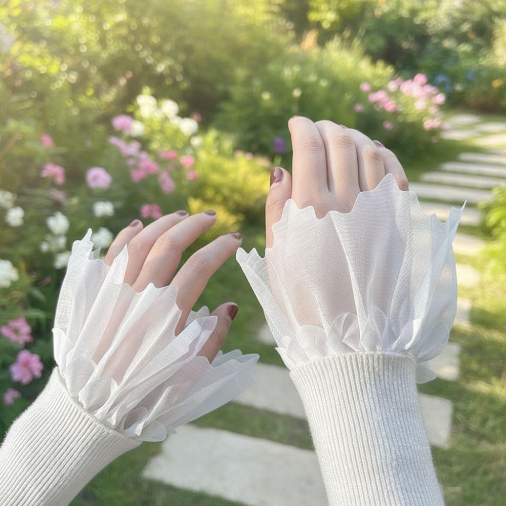 White Black Fake Cuff Detachable Wrist Cuff New Lace Cuff  Nail Tips Display Sleeve