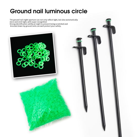 50Pcs High Elastic Anti-aging Silicone Tent Stakes Rings Fluorescent O-ring Ground Pegs Rings Camping Accessories