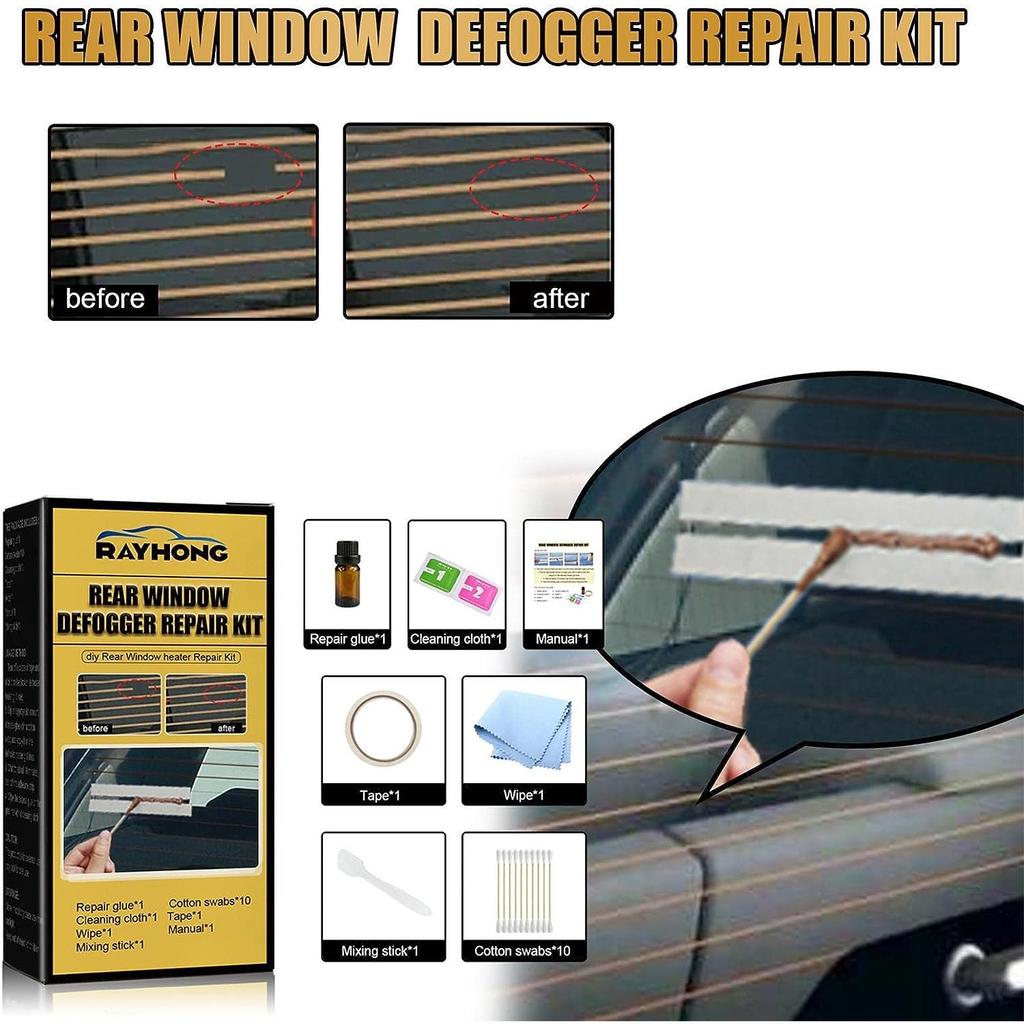 Reparasjonssett for bakrutevarmer, Konduktivt DIY-reparasjonssett for bakrute, Varmeapparat Defrosterreparasjon Reparerer Rissete Ødelagte Defroster Varmetrådlinjer