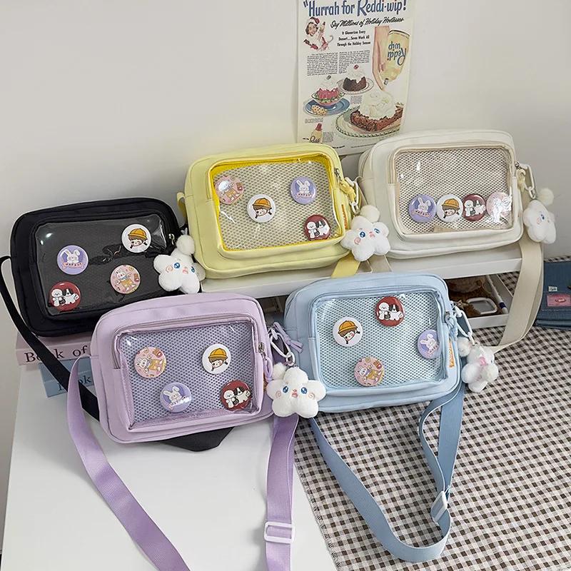 New Cute Mini Ita Shoulder Bag Sweet Girls Transparent Comic Bag Phone Small Crossbody Bag DIY Display Doll Badge Handbag Purses