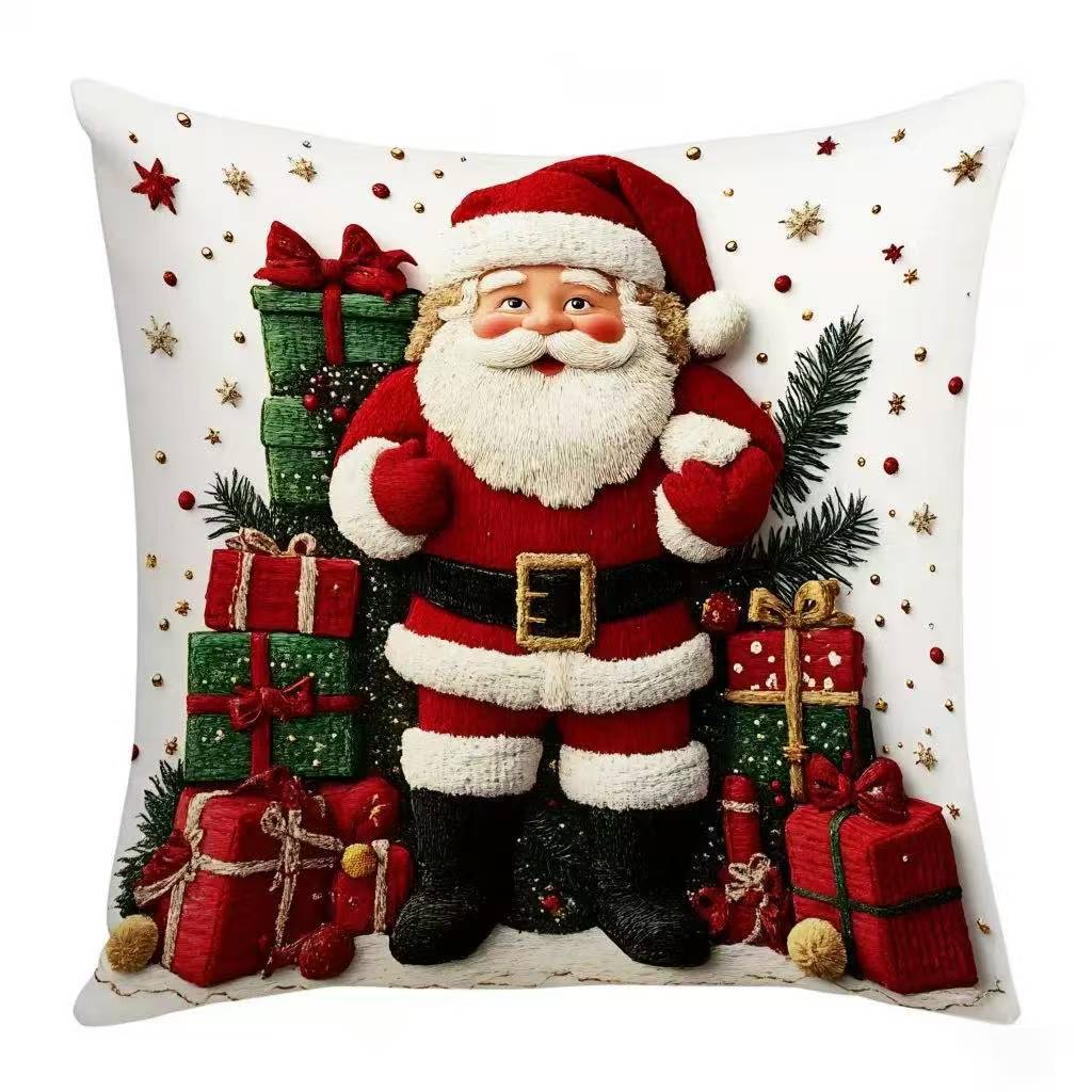 Santa Claus Bell Garland Pillow Cover Christmas Decorative Sofa Cushion Pillow Cover