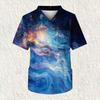 Men's Printing Short Sleeve V-neck Working Blouse Chest Pocket Carer Top