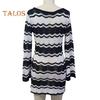 Women's Swimwear Cover-Up Striped Crochet Hollow Out Mesh Beach Dress V-Neck Tie Front Long Sleeve Summer Bathing Suit for Beach Vacation