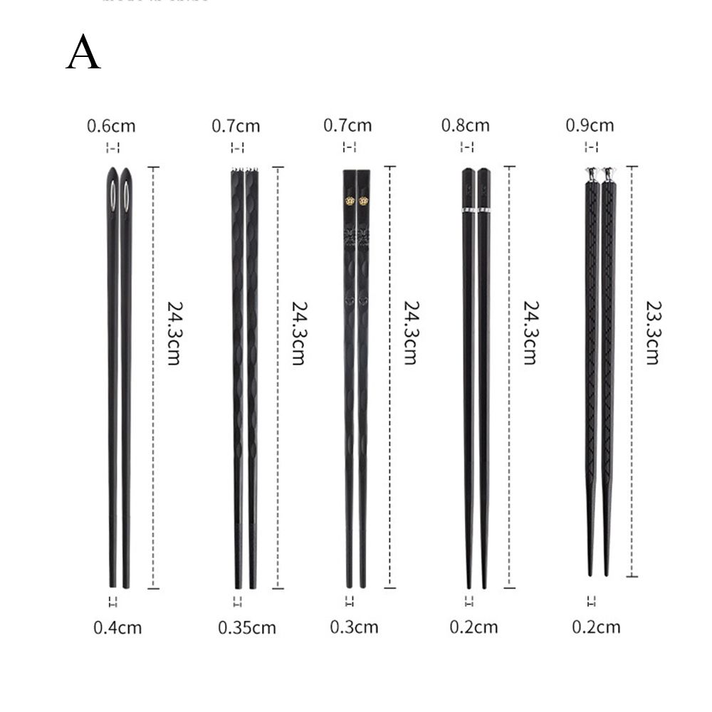 5 Pairs Reusable Non-slip High-temperature Tableware Chopsticks Sushi Noodles Eating Sticks Alloy Chopsticks