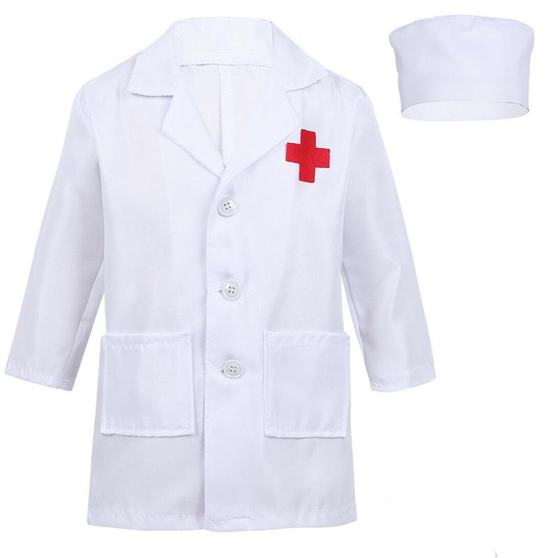 Fancy Doctor Coat Dress Up Costume Kids Boys Girls Nurse Paramedic Scrub Uniform
