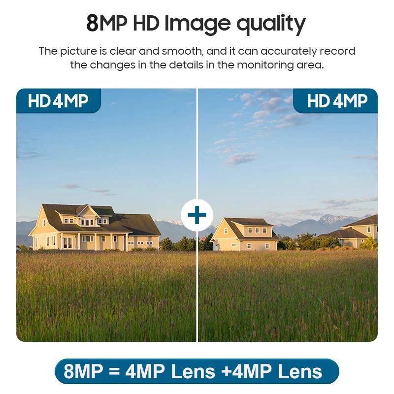 12X Zoom 4G LTE Solar Security Camera 8MP Night Vision Dual-Lens Outdoor WiFi Solar Battery Camera PIR Human Detection