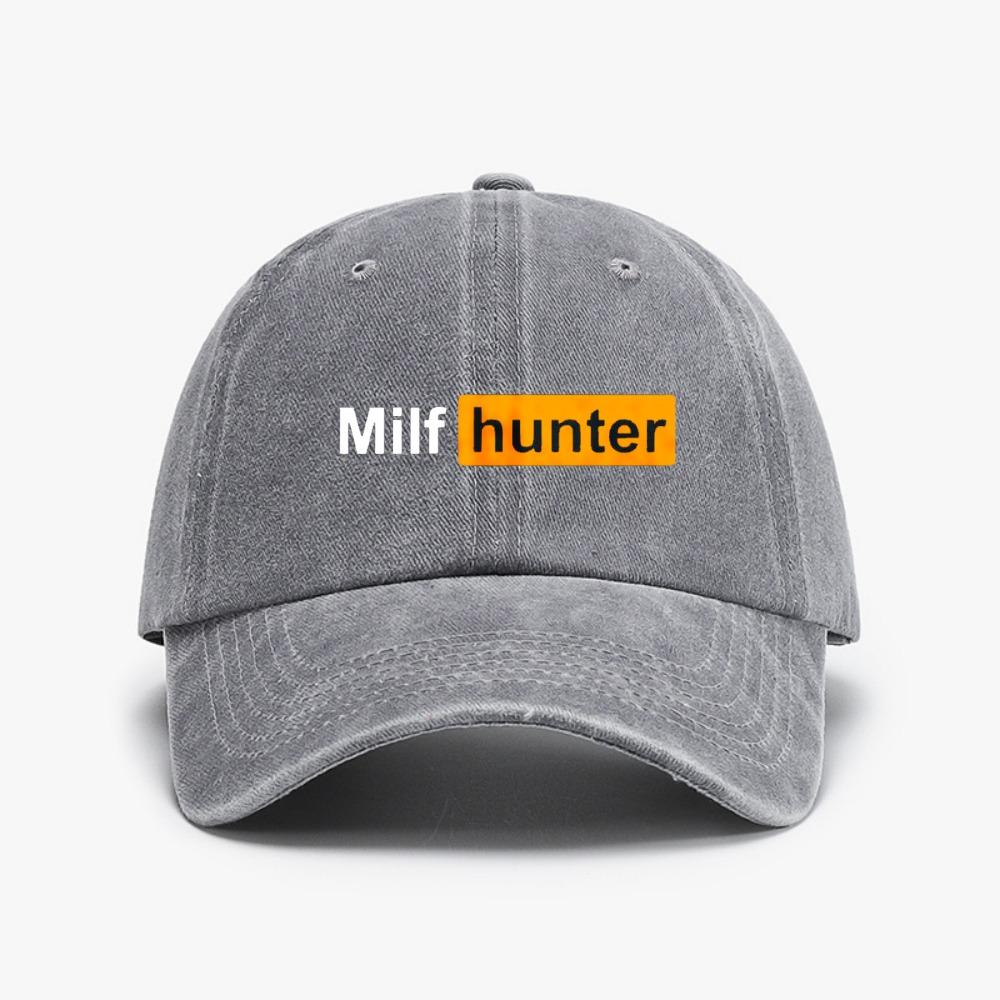 

Funny Milf Hunter Baseball Caps Vintage Distressed Washed Headwear denim hat fashion Unisex Outdoor sports hats Adjustable