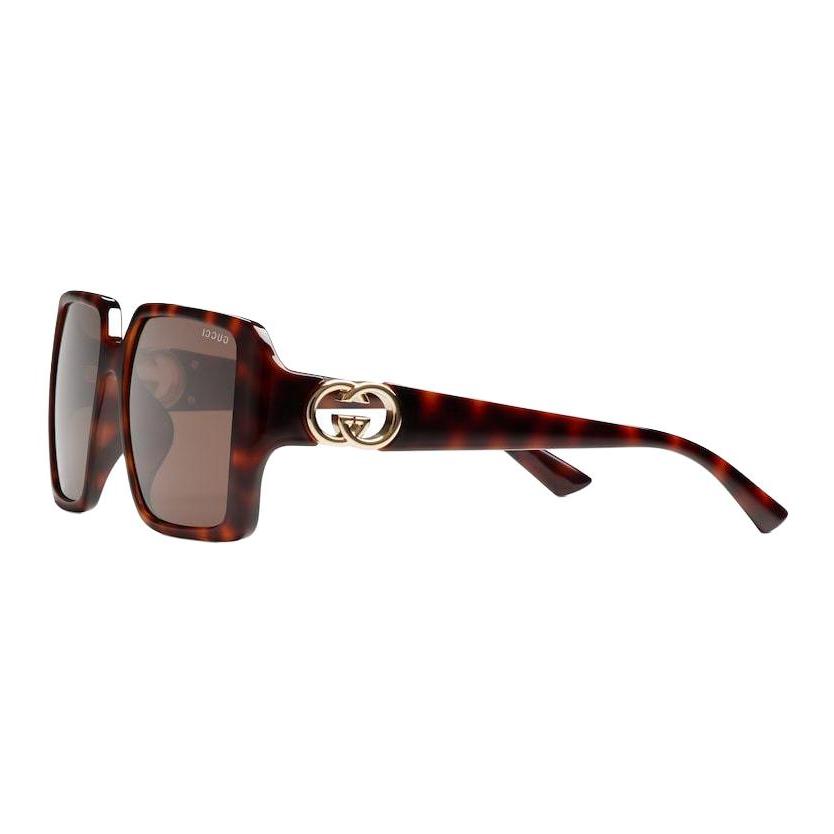 

GUCCI Cut-out temples Rectangular sunglasses Unisex Couple Brown F коричневый