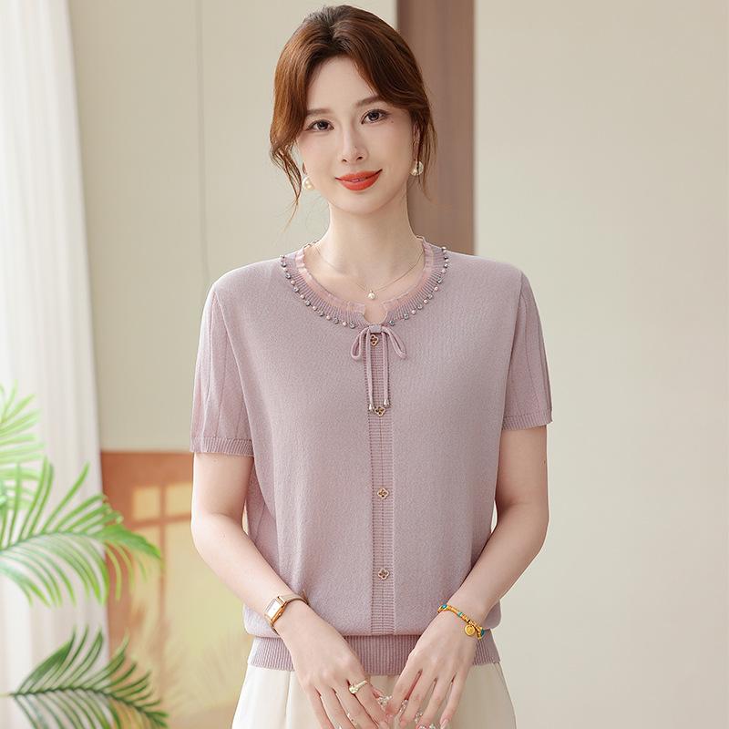 Summer Knit Ice Silk Top for Women (Middle-Aged & Elderly)