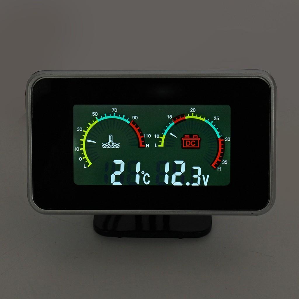 2in1 12V-24V LCD Digital Gauge Voltage Pressure/Water Temp Meter W/ Alarm M10 -40 - 50℃