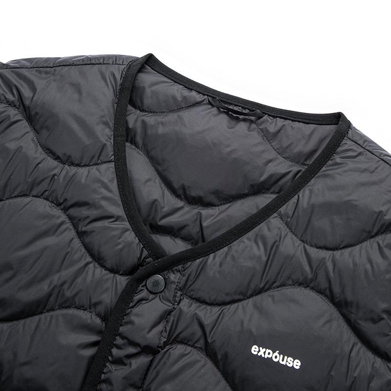 Men's Lightweight White Duck Down Vest - Solid Color, Sleeveless, Versatile, Warm Inner Layer for Autumn/Winter.