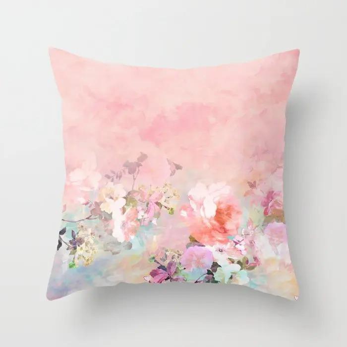 Pink Pattern Pillowcase Office Living Room Home Pillowcase Car Ornaments