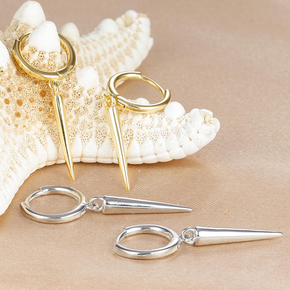 2pcs Stainless Stee Pendant Hoop Earring Trendy Punk Hip-hop Rivet Piercing Earrings For Women Gothic Party Wedding Jewelry Gift