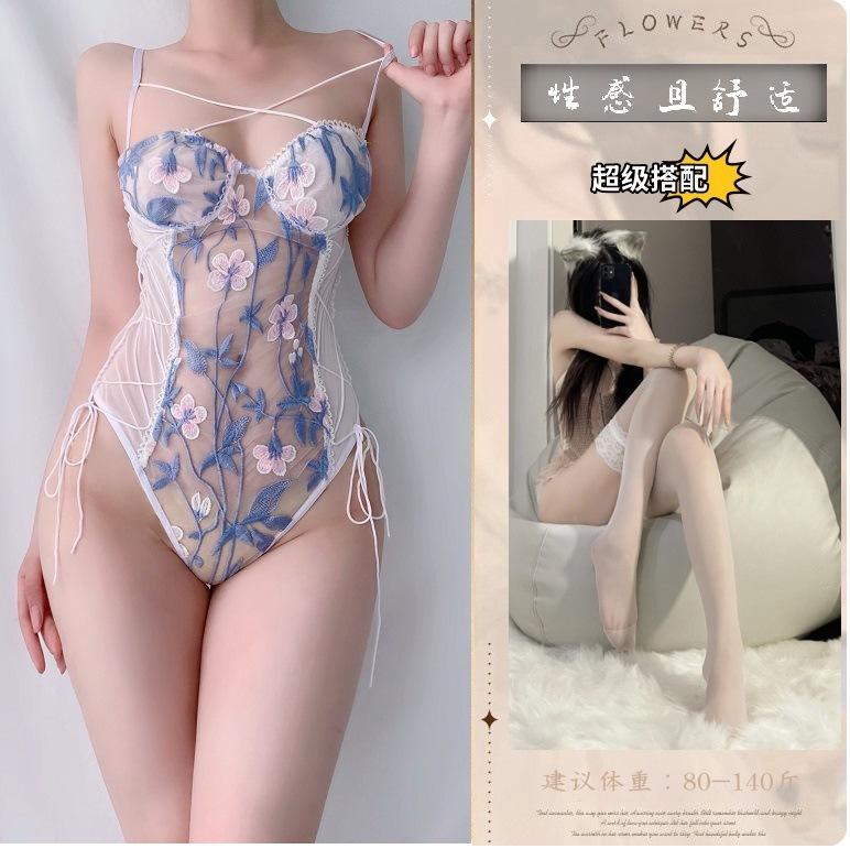Cross-border sexy sex underwear women's mesh embroidery perspective sex fun pure passion set pajamas underwear