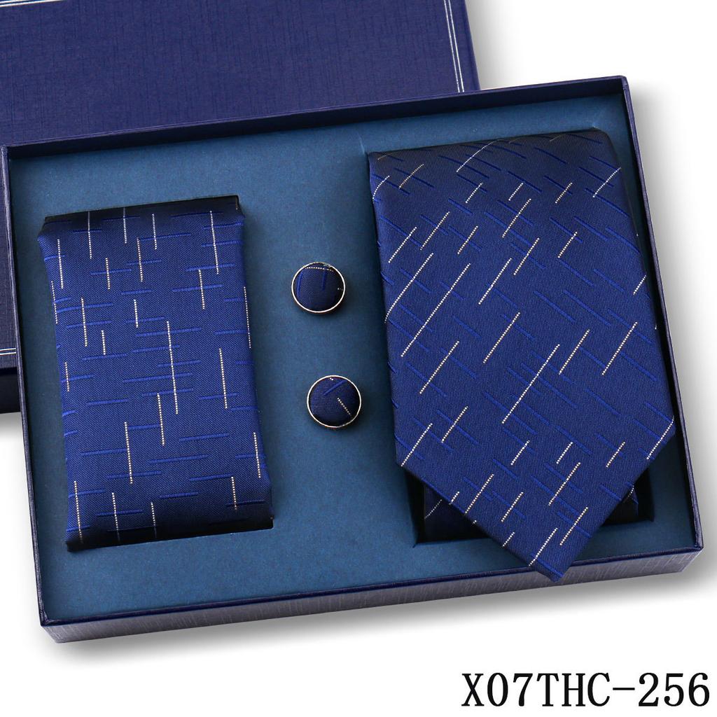 Tie Square Cufflinks 3-Piece Suit Retro Striped Hand Tie High-End Gift Box Set