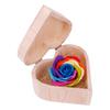 Heart Shaped Wooden Box Soap Flower Simulation Colorful Rose Small Wooden Box