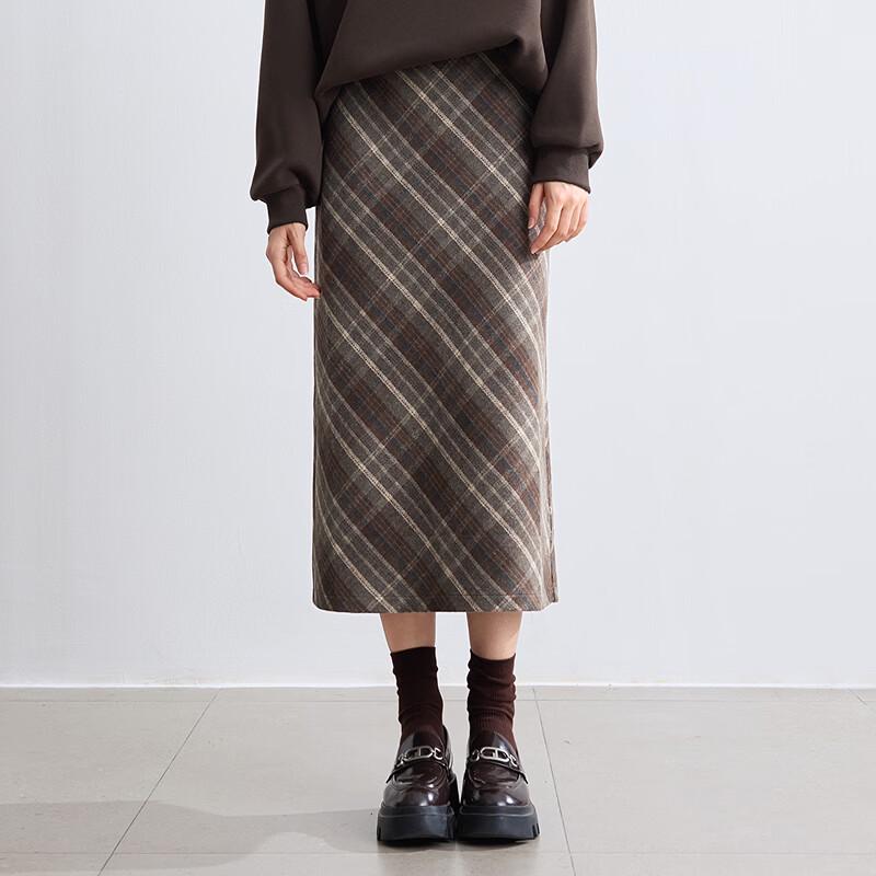 Betu Women's Vintage Plaid Straight Skirt