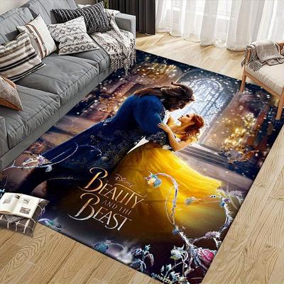 1pc Beauty and the Beast Pattern Carpet Area Rug Non Slip Carpet Hand Washable Floor Mat Suitable For Living Room Bedroom Home Decor Room Decor