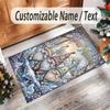 Gnome Theme Crystal Velvet Rug Personalized Custom Name Text Soft Floor Mat Home Decor