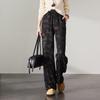 Chinese style butterfly printed casual wide leg pants for women in spring 2026, fashionable, loose and versatile, slimming and floor hugging pants