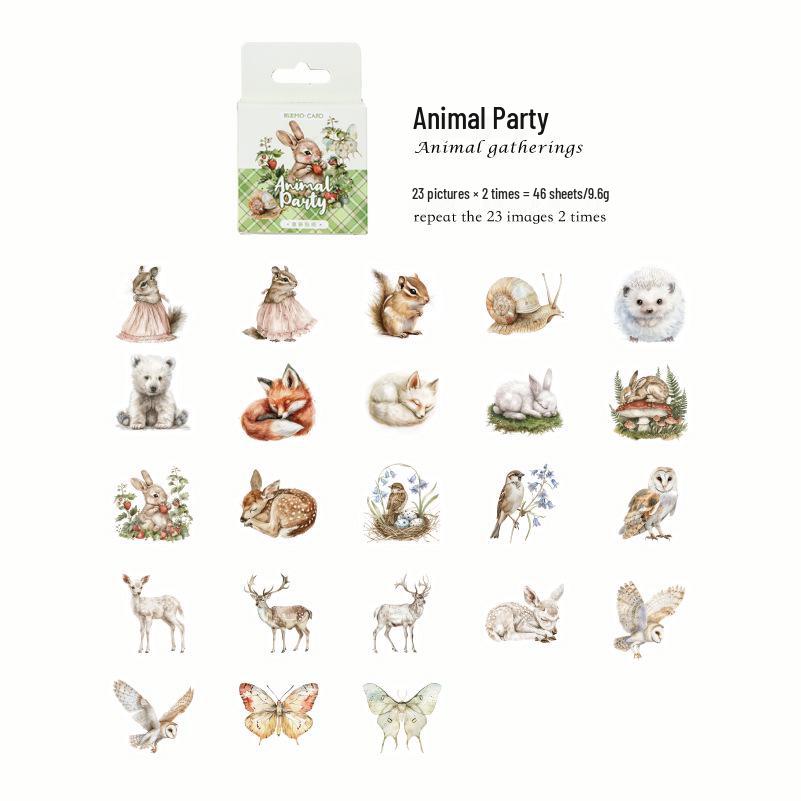 

Momo Box Chihiro Flower Language Stickers - Retro Journal Decoration Pack, 45/46 Pieces, 6 Designs