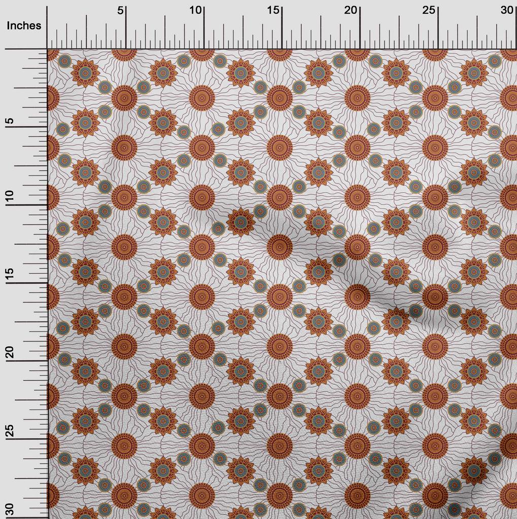 oneOone Cotton Poplin Dark Mustard Fabric Asian Block Sewing Material Print Fabric By The Yard 42 Inch