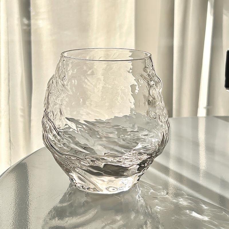 Changbaosen Hammered Texture Glass Cups (425ml, 2-Pack)