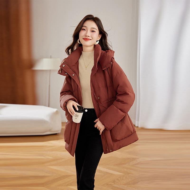 Women's Mid-Length Hooded Down Jacket - Winter Fashion Coat YE6320