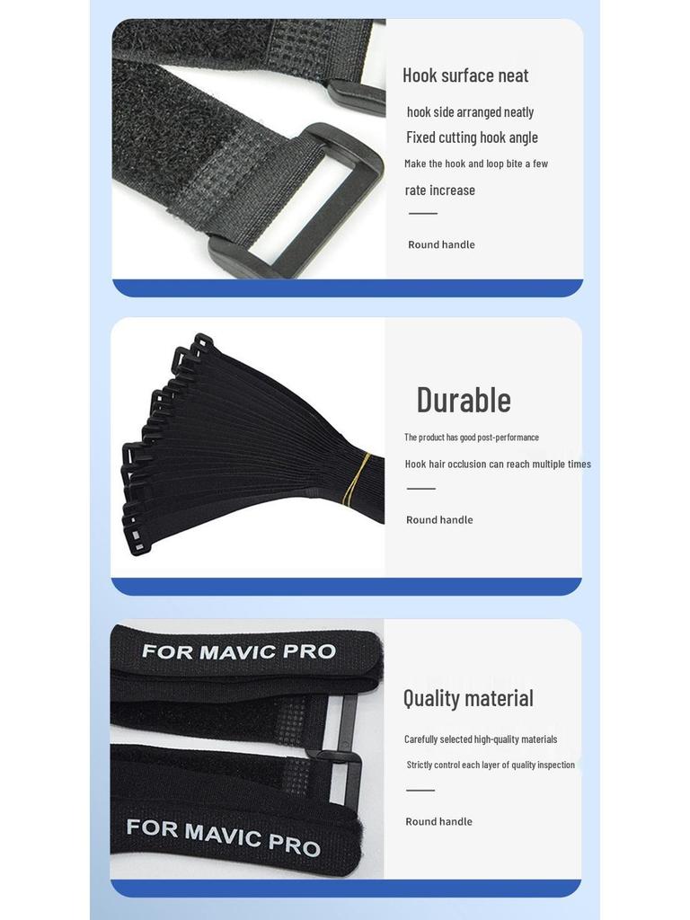 Black Multi-Spec Non-Slip Magic Tape Cable Ties - Data Cable Organizer with Buckle