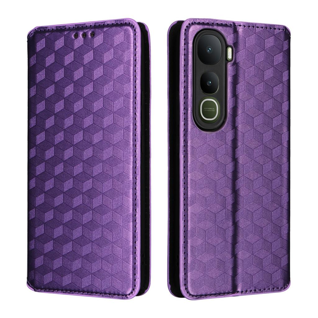 For Vivo Y400 5G/4G Case Wallet Rhombus Imprinted Leather Phone Cover