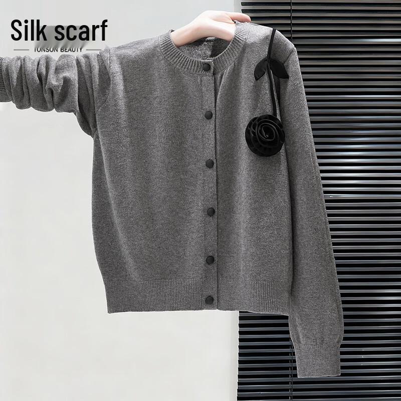 

Women s Elegant 3D Floral Knit Cardigan One Size