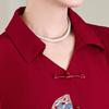 Paster Mother's Embroidered New Chinese Style French Midi Dress
