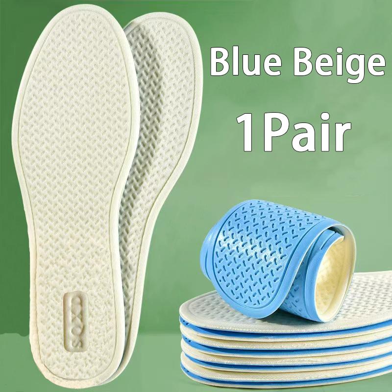 Cooling Latex Sports Insoles, Ultra-Thin Breathable Cushioned Inserts, Anti-Slip Insoles for Barefoot & Daily Use 1Pair/3Pairs