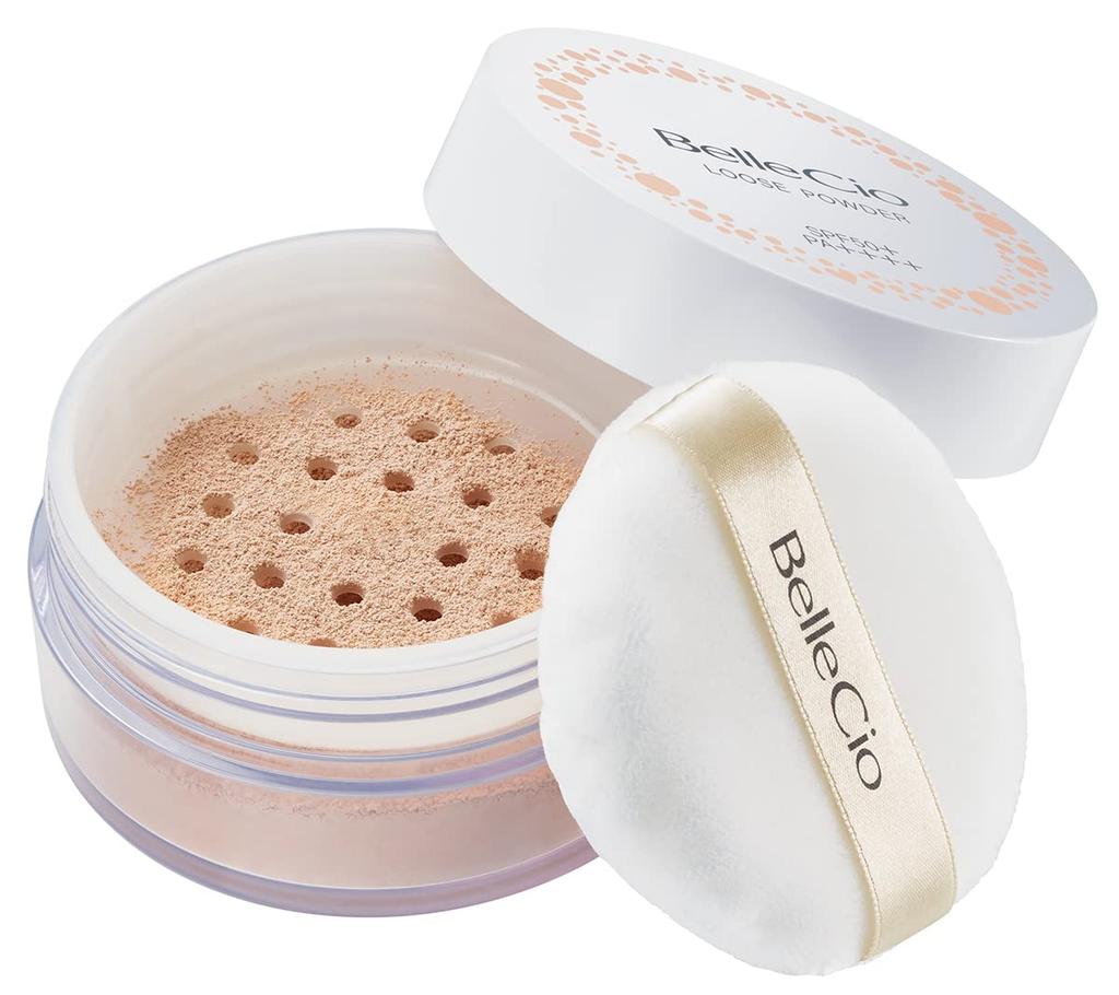 BelleCio Loose Powder UV Loose Powder Sunscreen UV UV Protection for Face Puff Included White Floating Transparency Hard to Fall Smooth Shine Dry