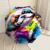 1pc Rainbow Dog Automatic Open/Close Umbrella Compact Folding Umbrella with 8-Rib Shaft for Women/Men, Portable Travel Umbrella,1232S
