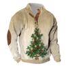 Christmas Print 3-button - Men's Stand Up Collar Sweatshirt, Outdoor Casual Hoodie With Buckle