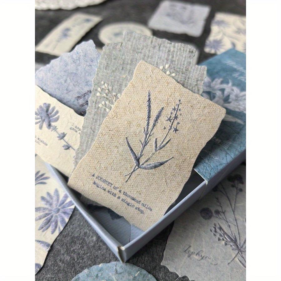 1 Box 30pcs Embossed Vintage Floral Natural Texture English Labels Decorative Stickers for Scrapbooking, School Supplies, Back To School