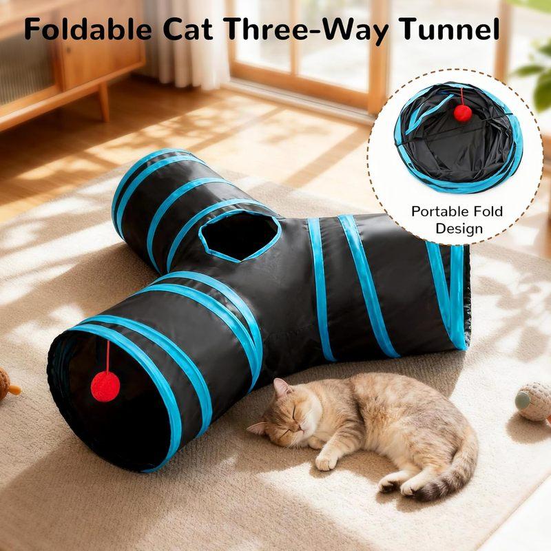 Pet Cat Tunnel Tube Cat Toys 3 Way Collapsible Tunnels for Indoor Cats Kitty Bored Peek Hole Toy Ball  cat accessories